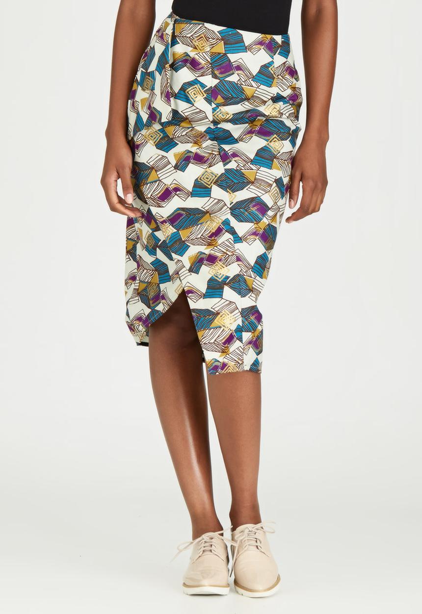 KISUA - Freetown Asymmetric Skirt Multi-colour