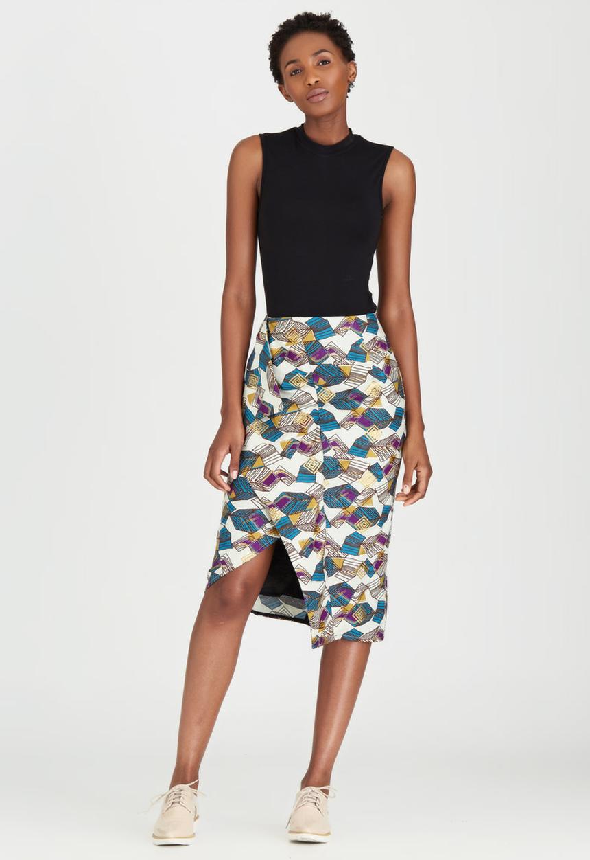 KISUA - Freetown Asymmetric Skirt Multi-colour