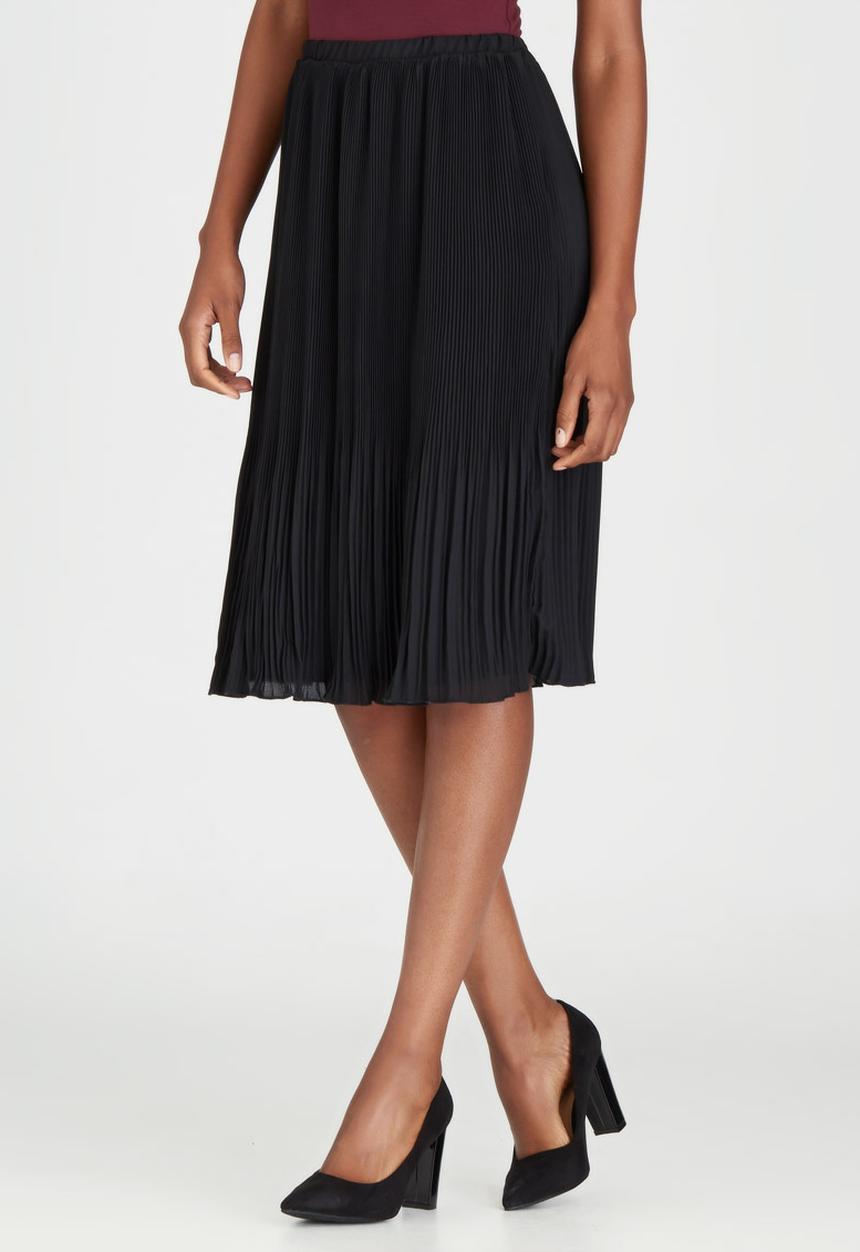 edit - Pleated Chiffon Skirt Black