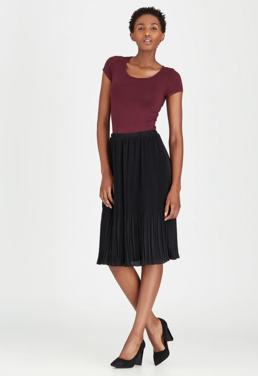 edit - Pleated Chiffon Skirt Black