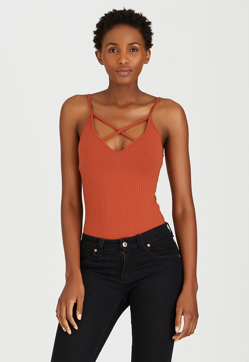 c(inch) - Strap Detail Bodysuit Mid Brown