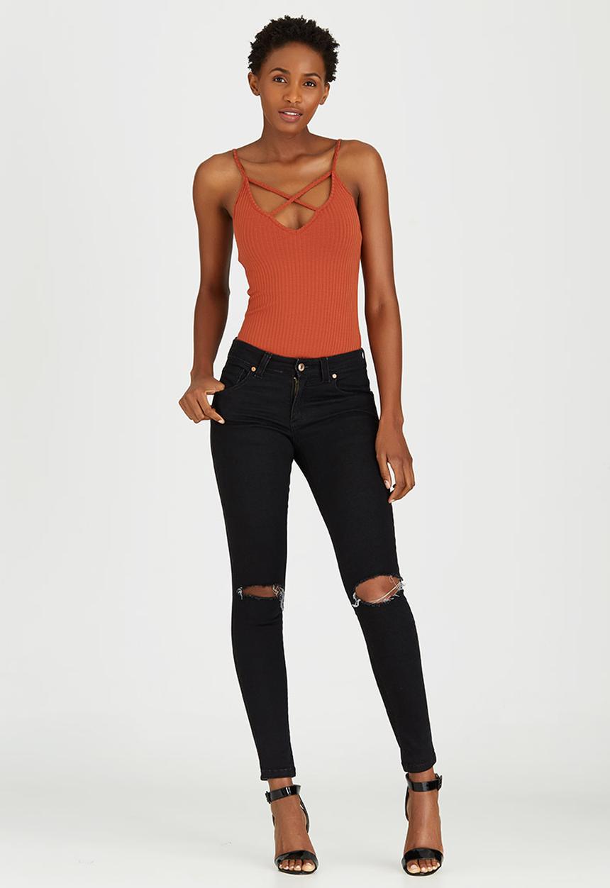 c(inch) - Strap Detail Bodysuit Mid Brown