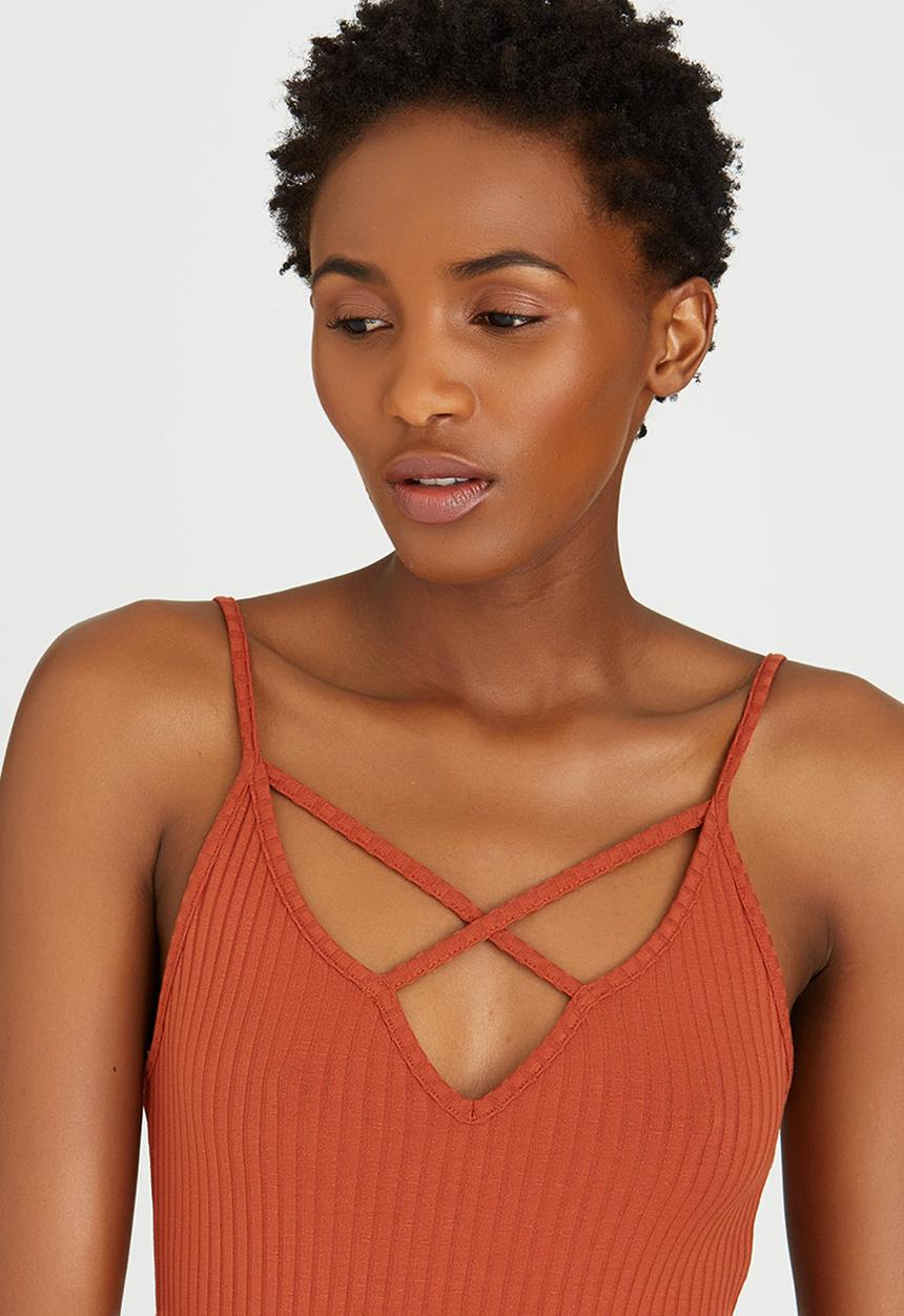 c(inch) - Strap Detail Bodysuit Mid Brown