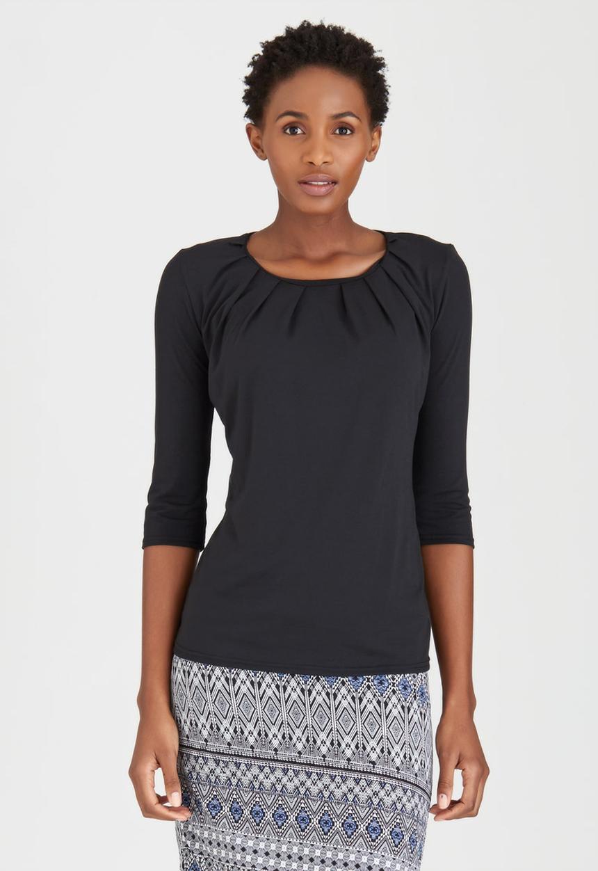 edit - Pleated Front Top Black