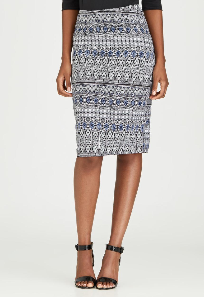 edit - Woven Pencil Skirt Multi-colour