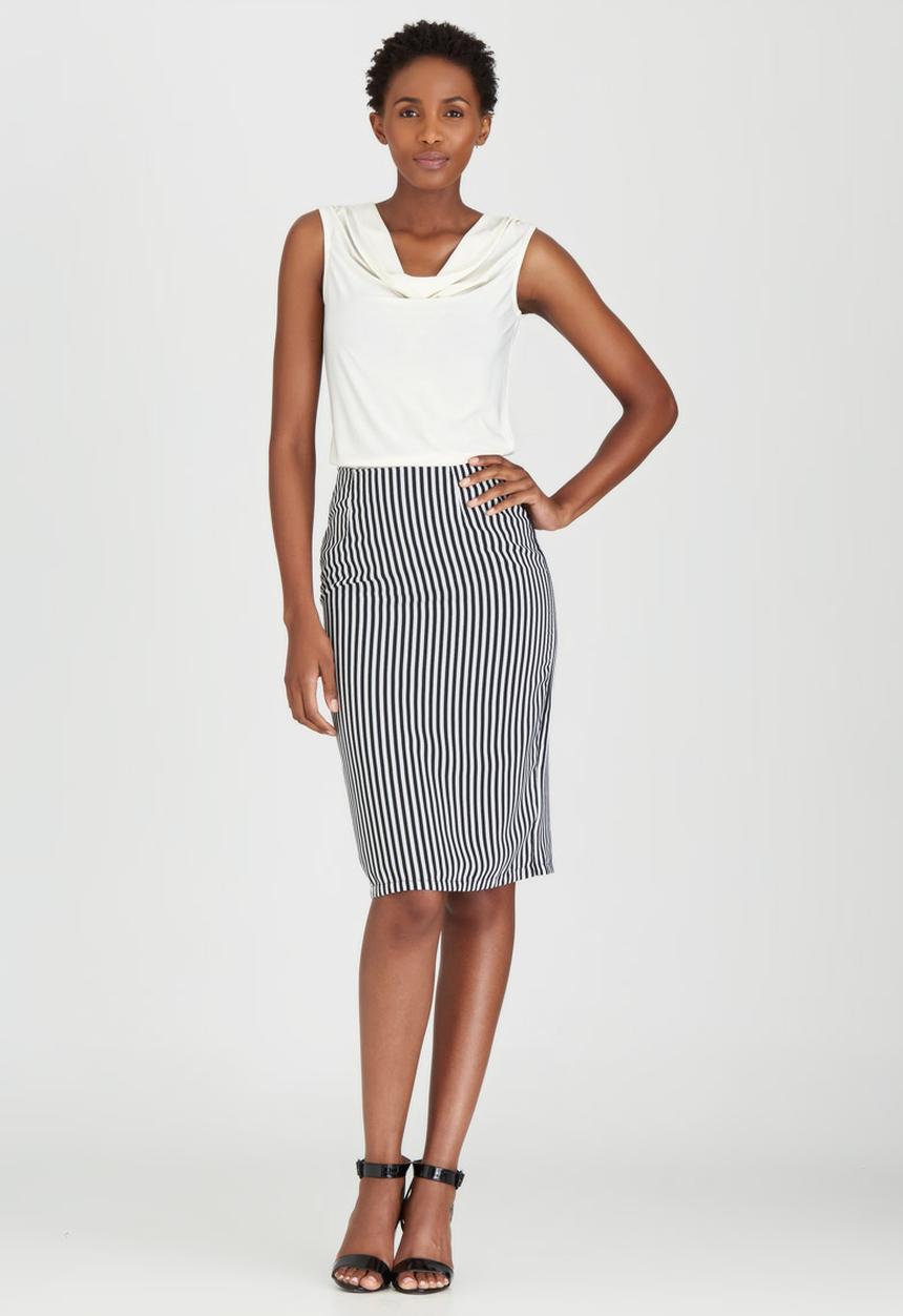 edit - Woven Pencil Skirt Black and White