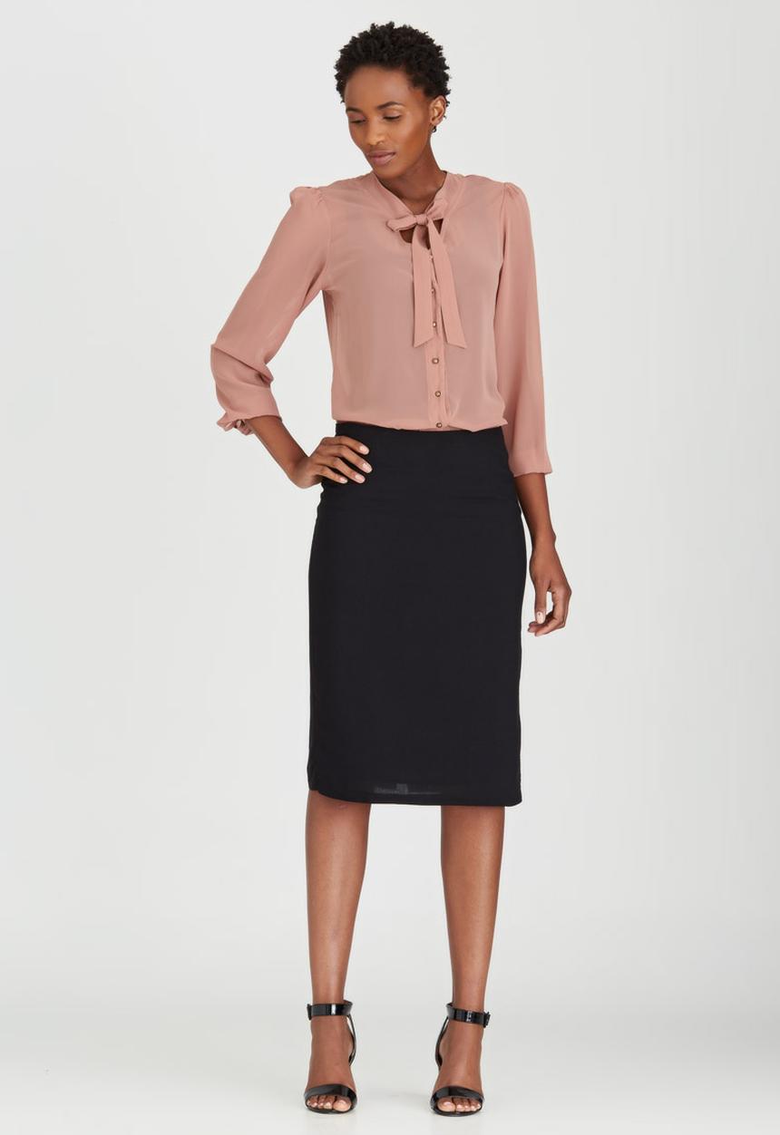 edit - Woven Pencil Skirt Black