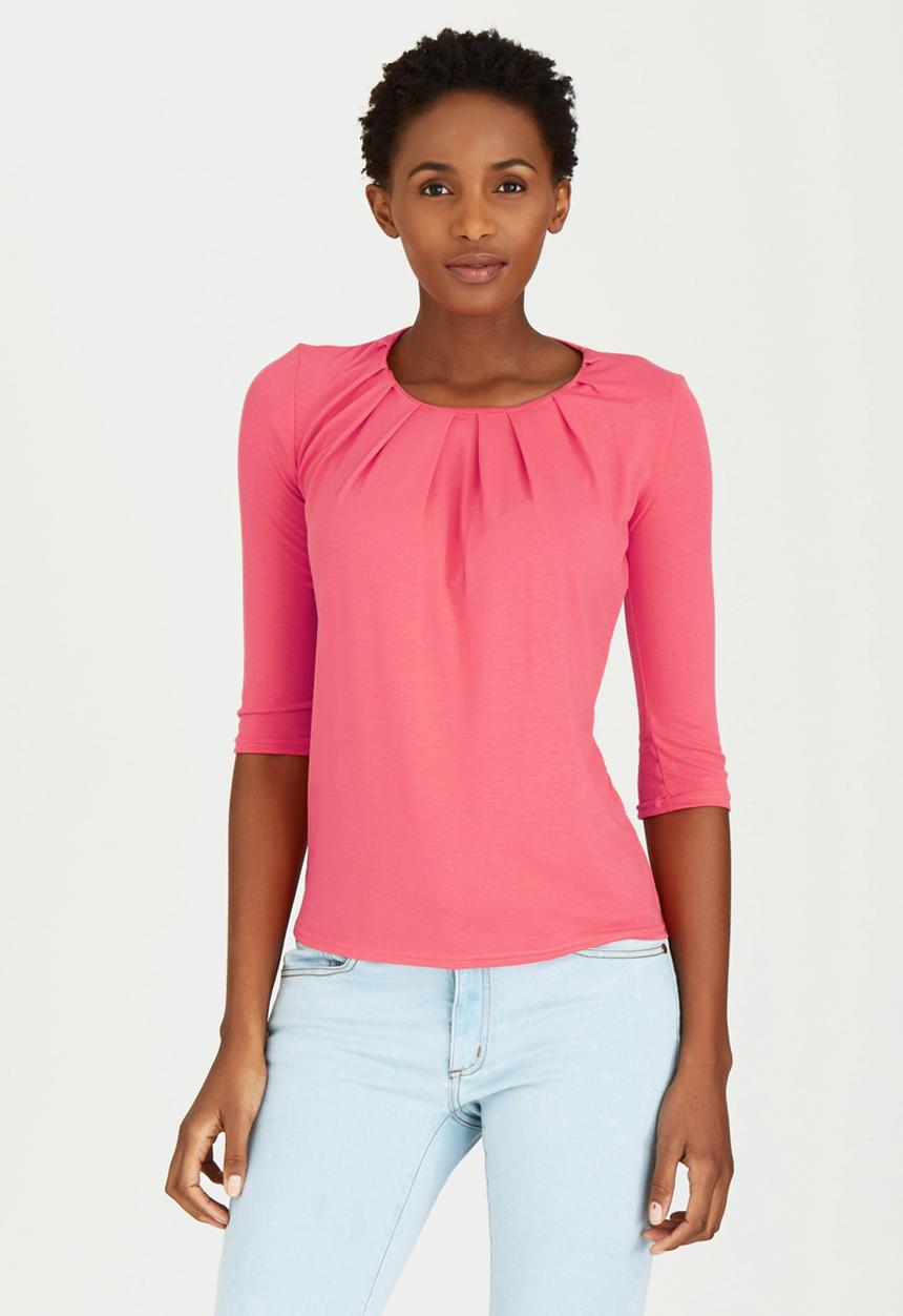 edit - Pleated Front Top Coral