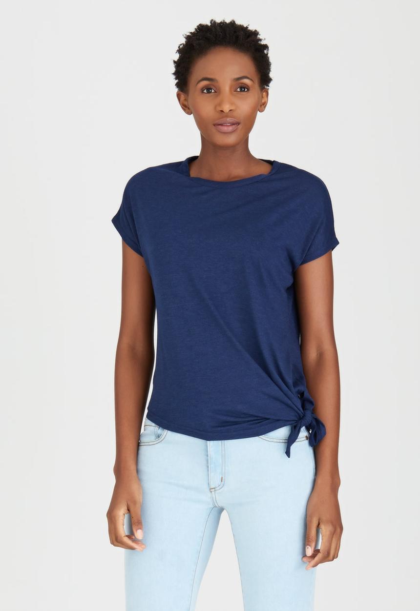 edit - Tie-front T-shirt Navy