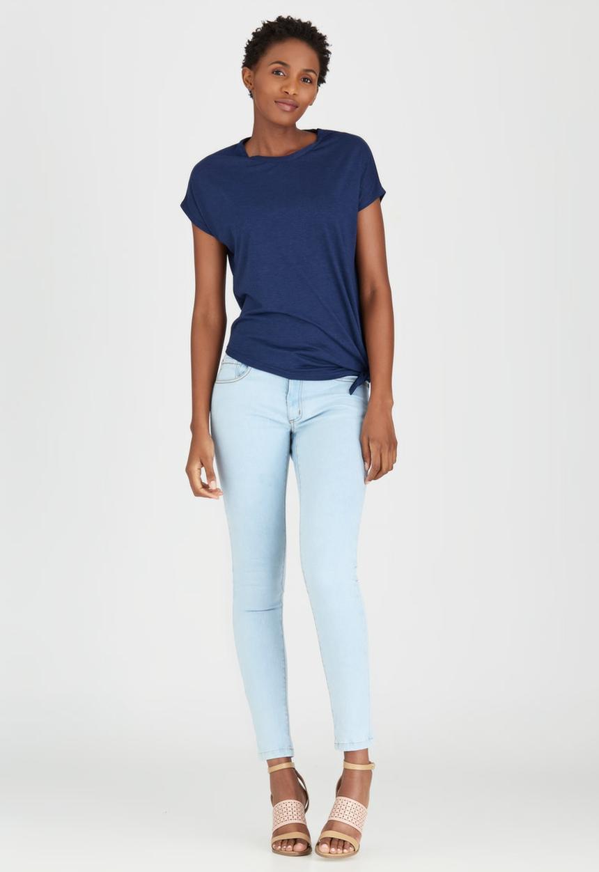 edit - Tie-front T-shirt Navy