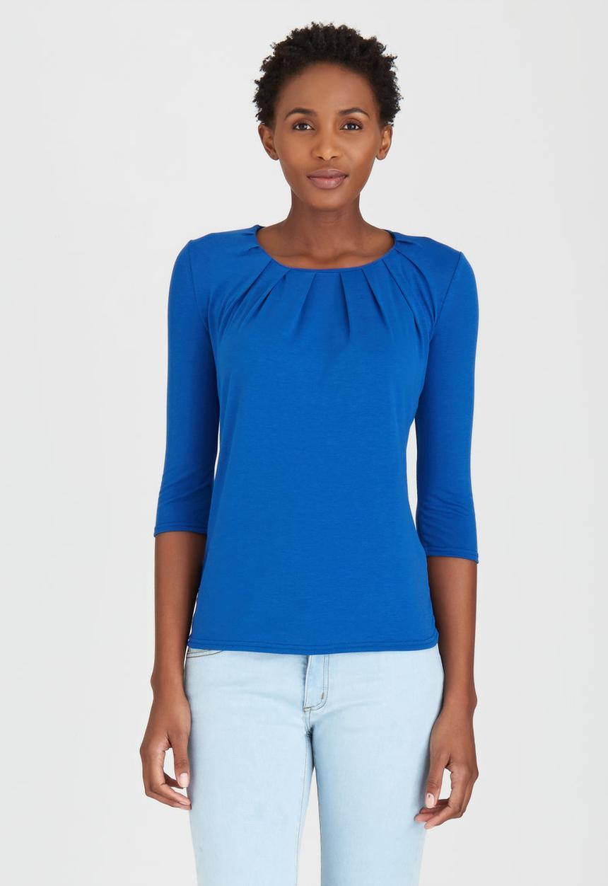 edit - Pleated Front Top Cobalt