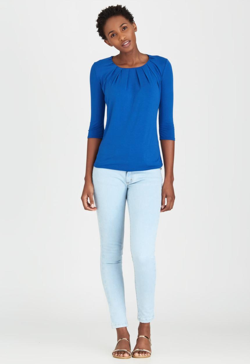 edit - Pleated Front Top Cobalt