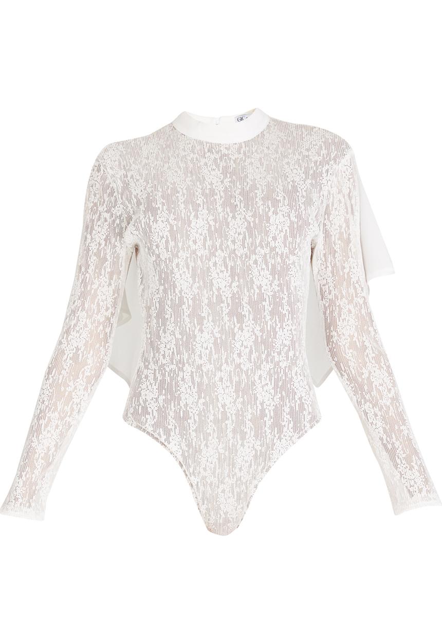 Gert-Johan Coetzee - Back Frill Lace Bodysuit White