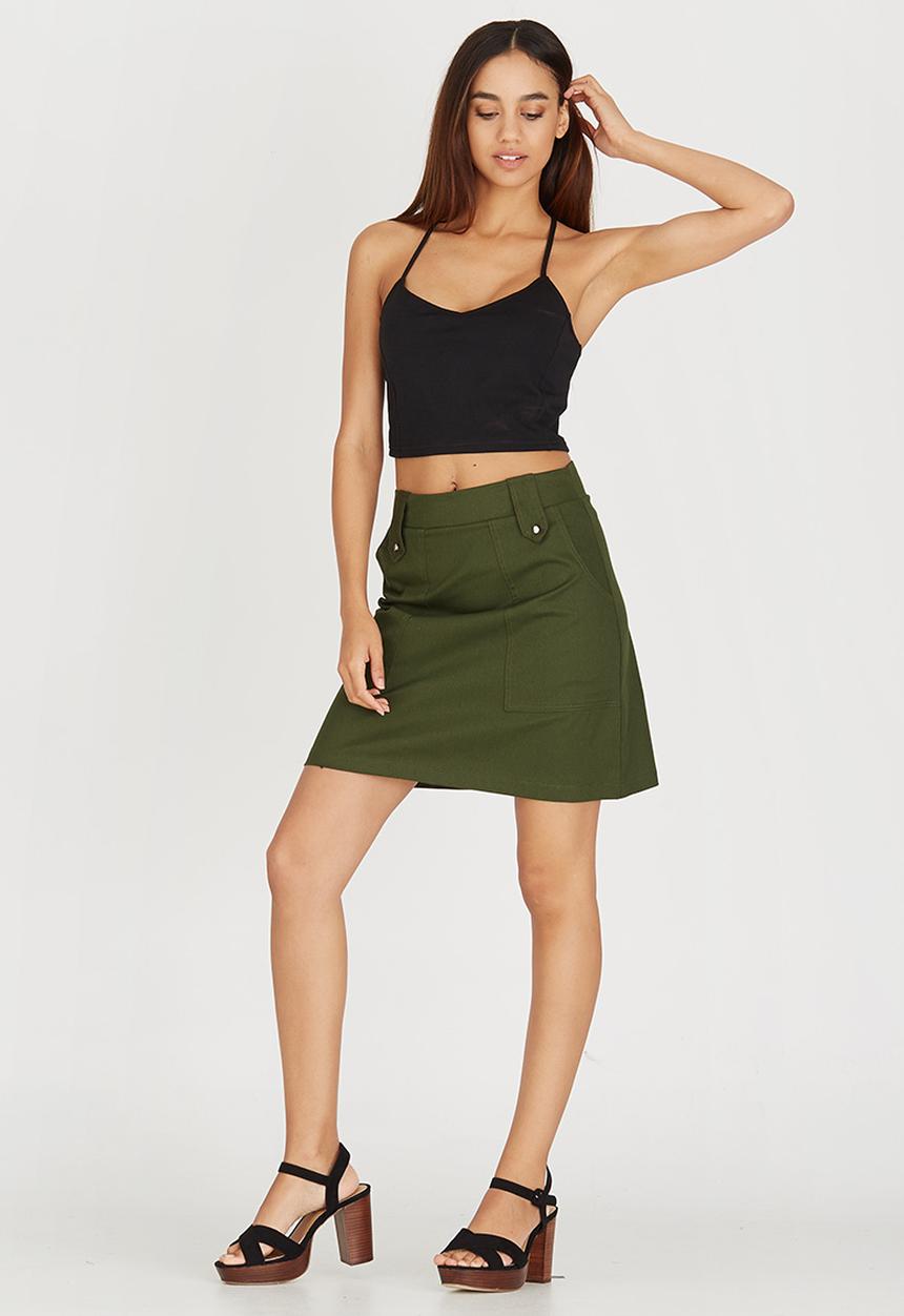 c(inch) - A-line Mini Skirt Dark Green
