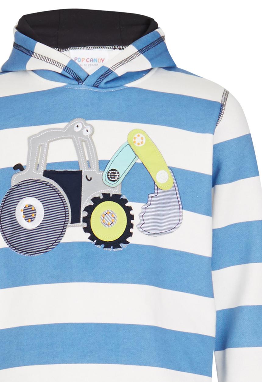Pop Candy - Boys  Tractor  Hoody Mid Blue