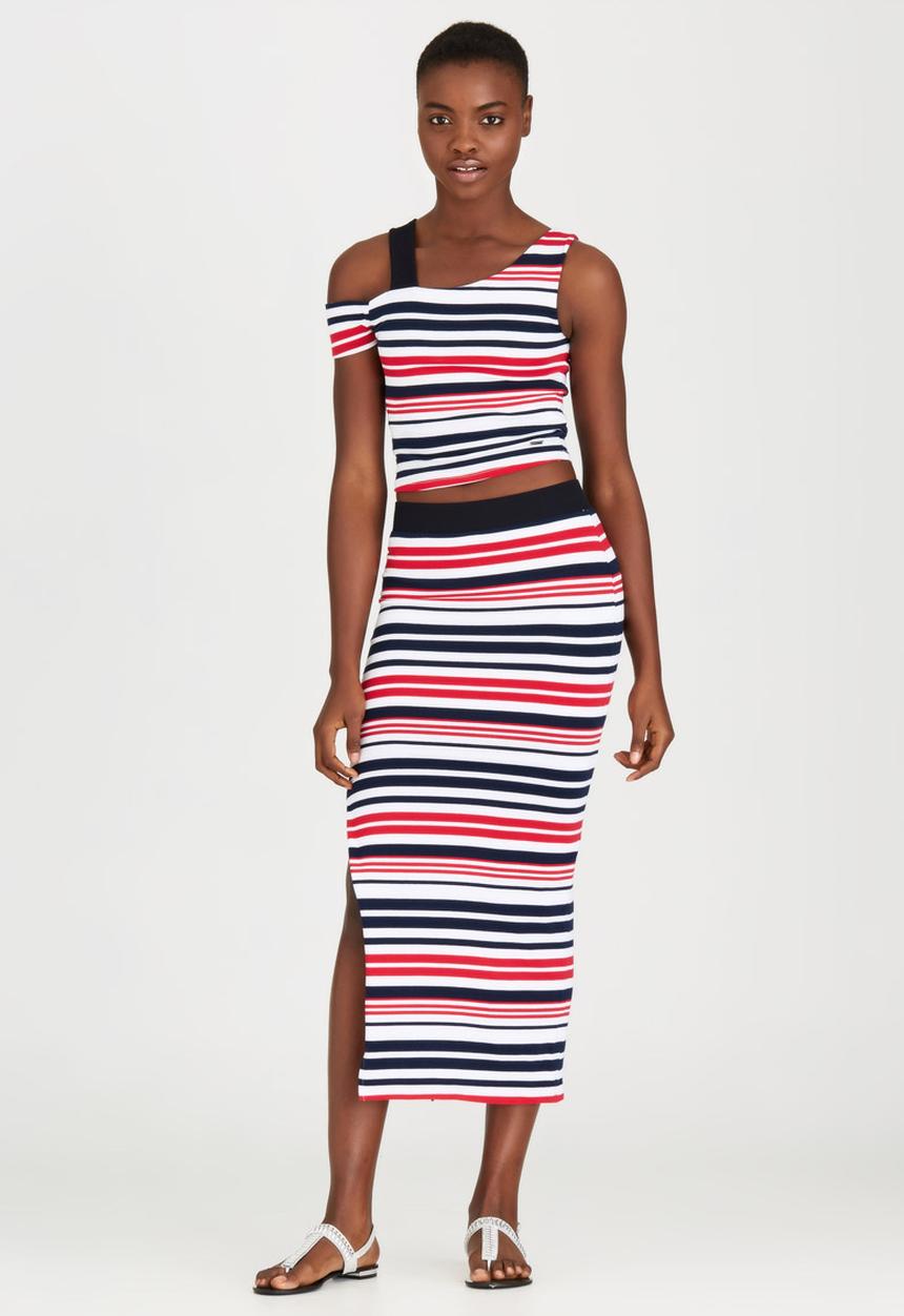 SISSY BOY - Rosanna Stripe Rib Crop Top Red