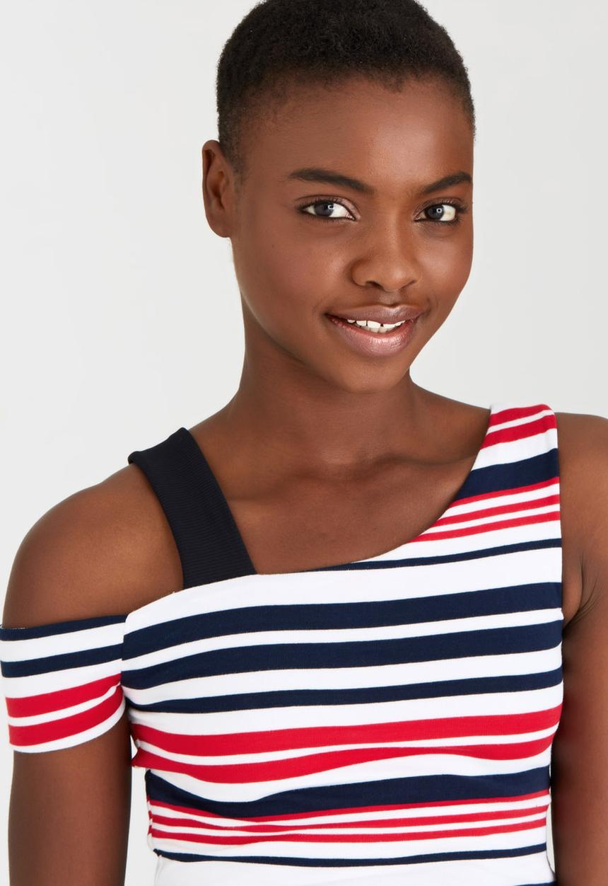 SISSY BOY - Rosanna Stripe Rib Crop Top Red