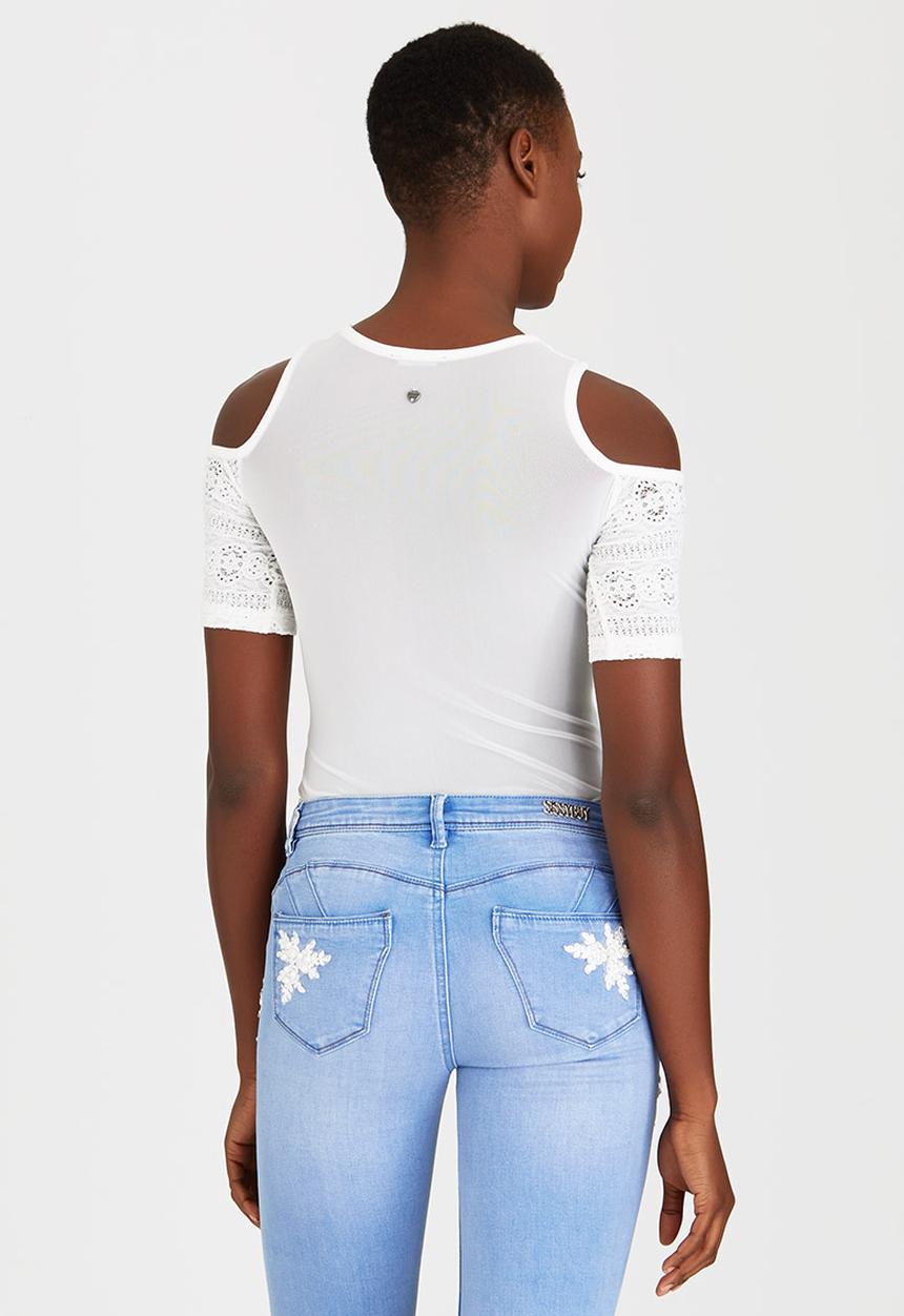 SISSY BOY - Katreena Cold Shoulder Bodysuit Milk