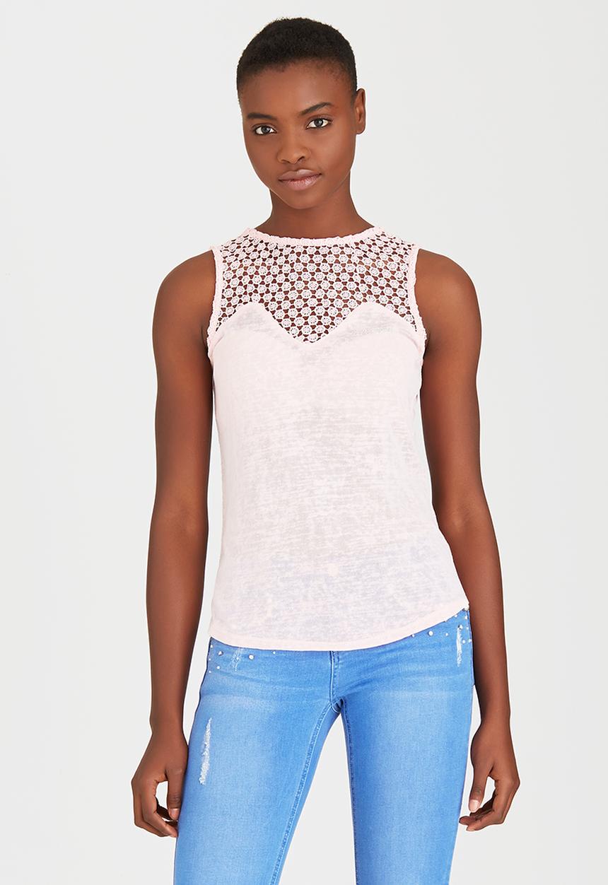SISSY BOY - Olympia Vest with Crochet Pale Pink