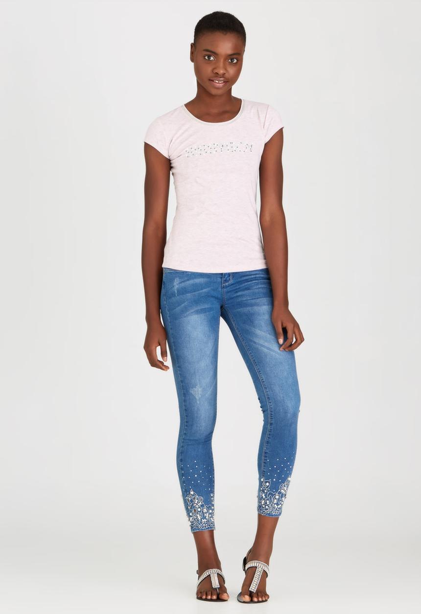 SISSY BOY - Adara Logo Tee with Diamante Trim Pale Pink