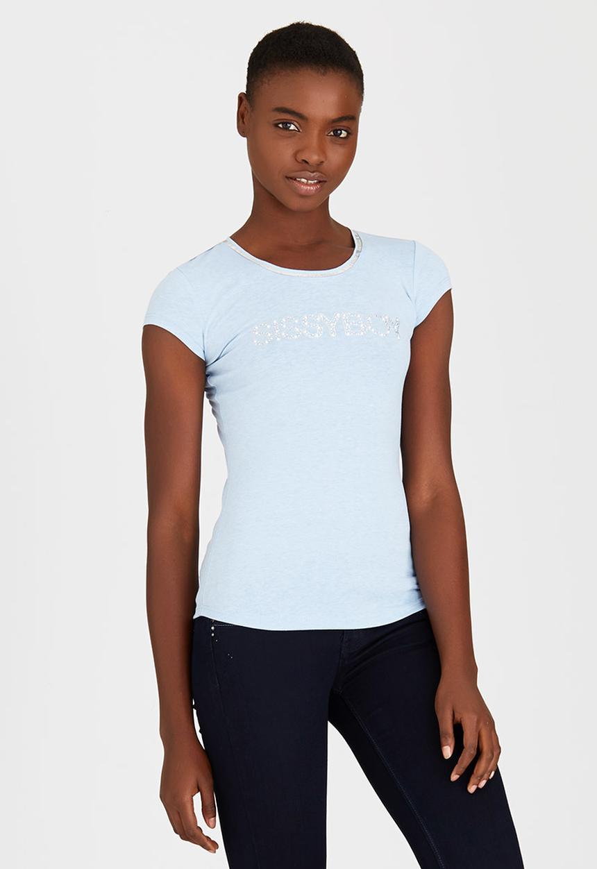 SISSY BOY - Adara Logo Tee with Diamante Trim Pale Blue
