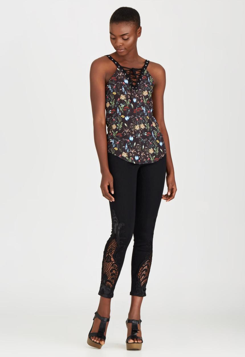 SISSY BOY - Chatterbox Printed Top Black