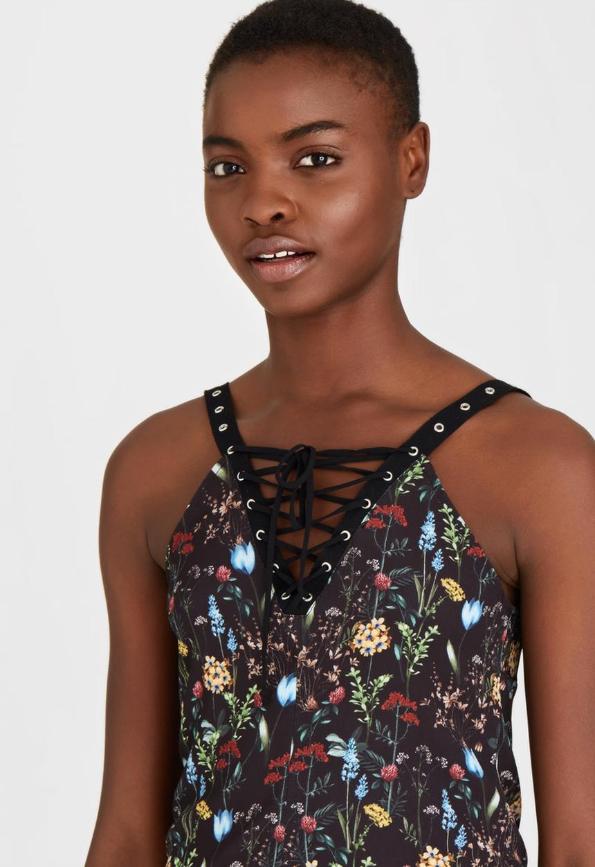 SISSY BOY - Chatterbox Printed Top Black