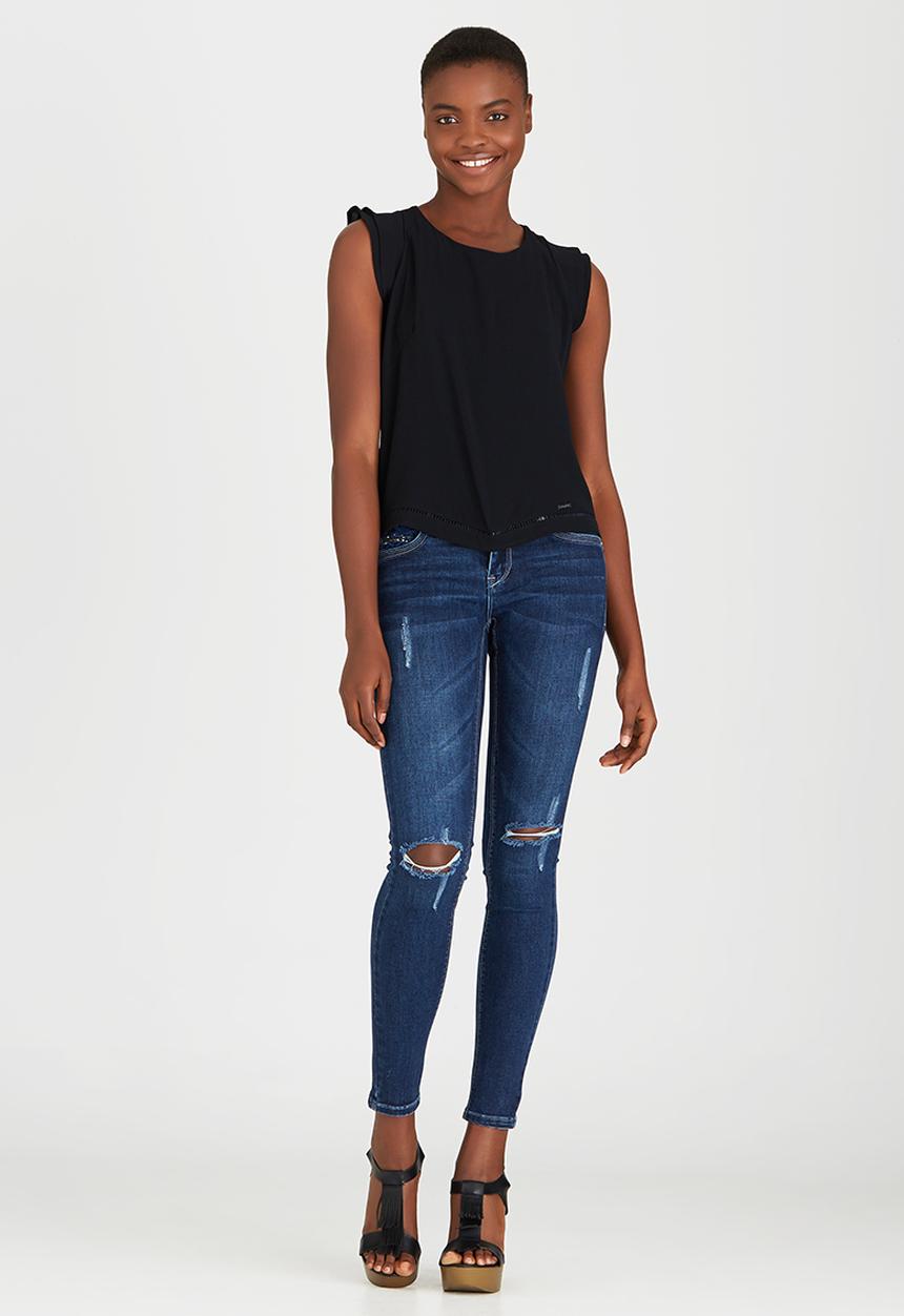SISSY BOY - Kardash Ladderlace Inset Tee Black