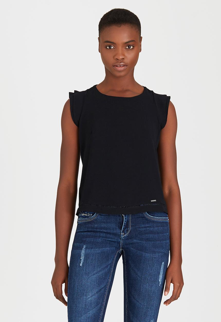 SISSY BOY - Kardash Ladderlace Inset Tee Black
