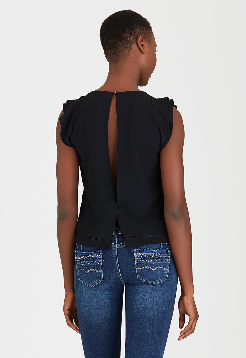 SISSY BOY - Kardash Ladderlace Inset Tee Black
