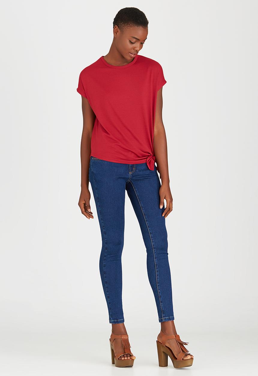 edit - Tie-front T-shirt Red