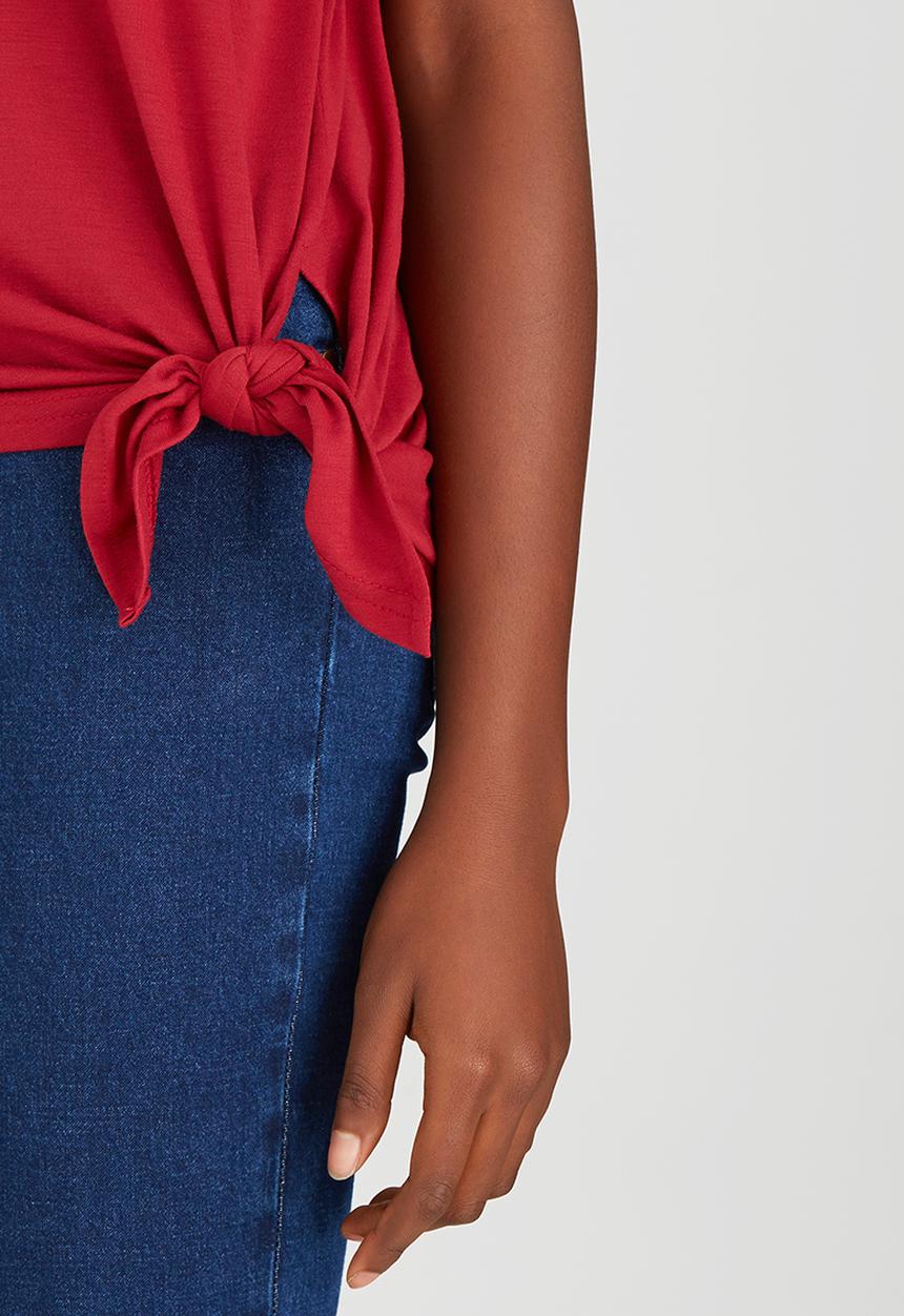 edit - Tie-front T-shirt Red