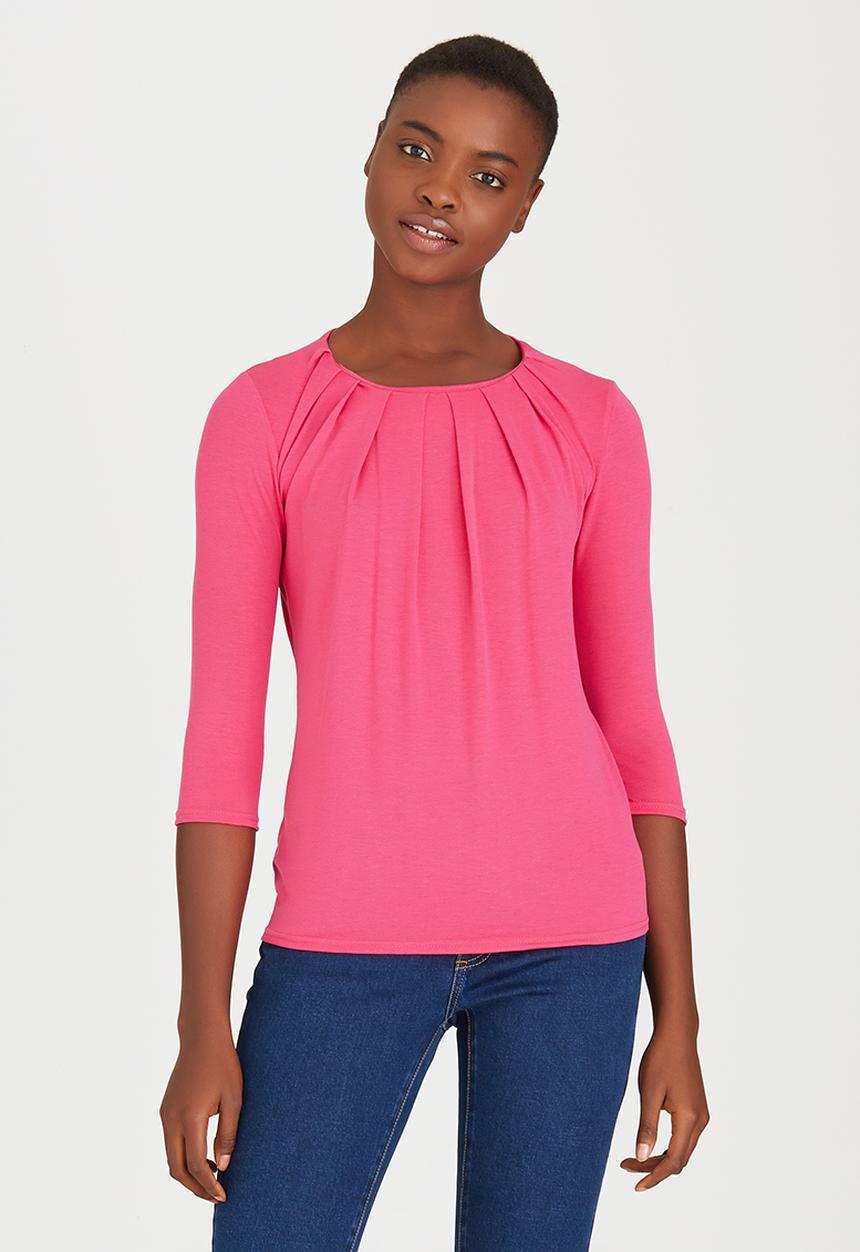 edit - Pleated Front Top Cerise Pink