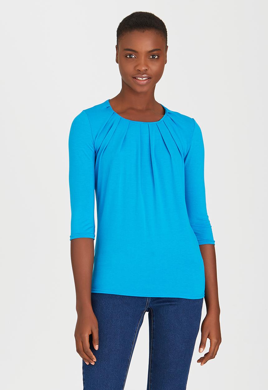 edit - Pleated Front Top Turquoise