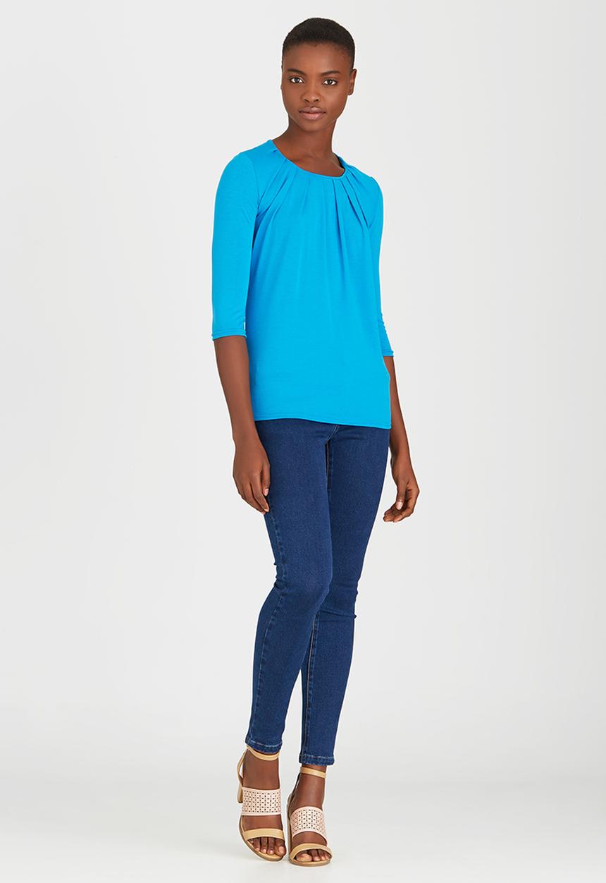 edit - Pleated Front Top Turquoise