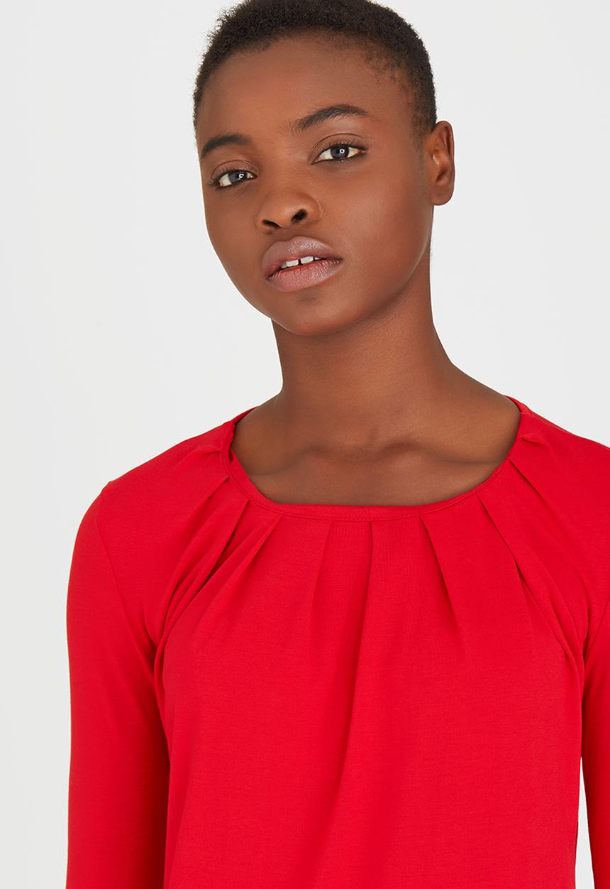 edit - Pleated Front Top Dark Red