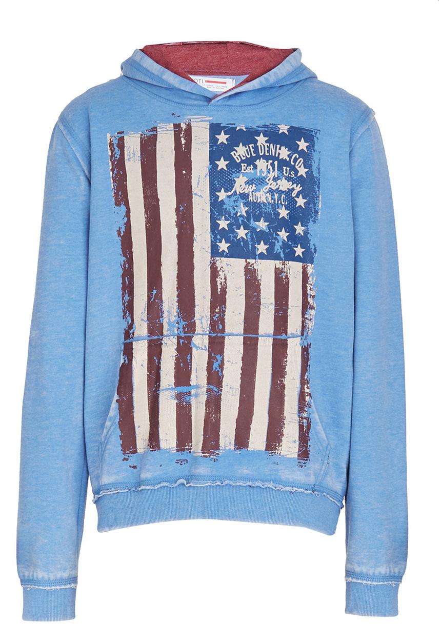 London Hub - Burn Out Hooded Top Blue