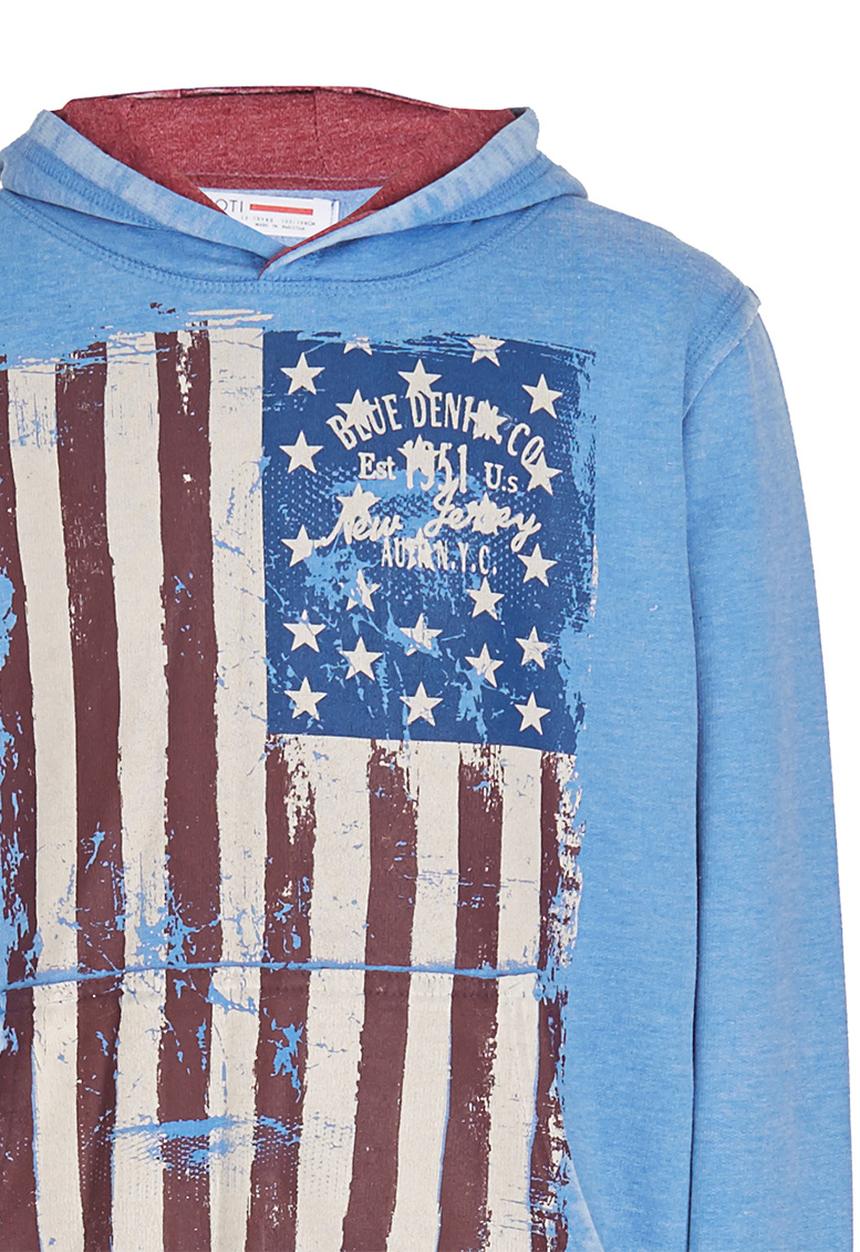 London Hub - Burn Out Hooded Top Blue