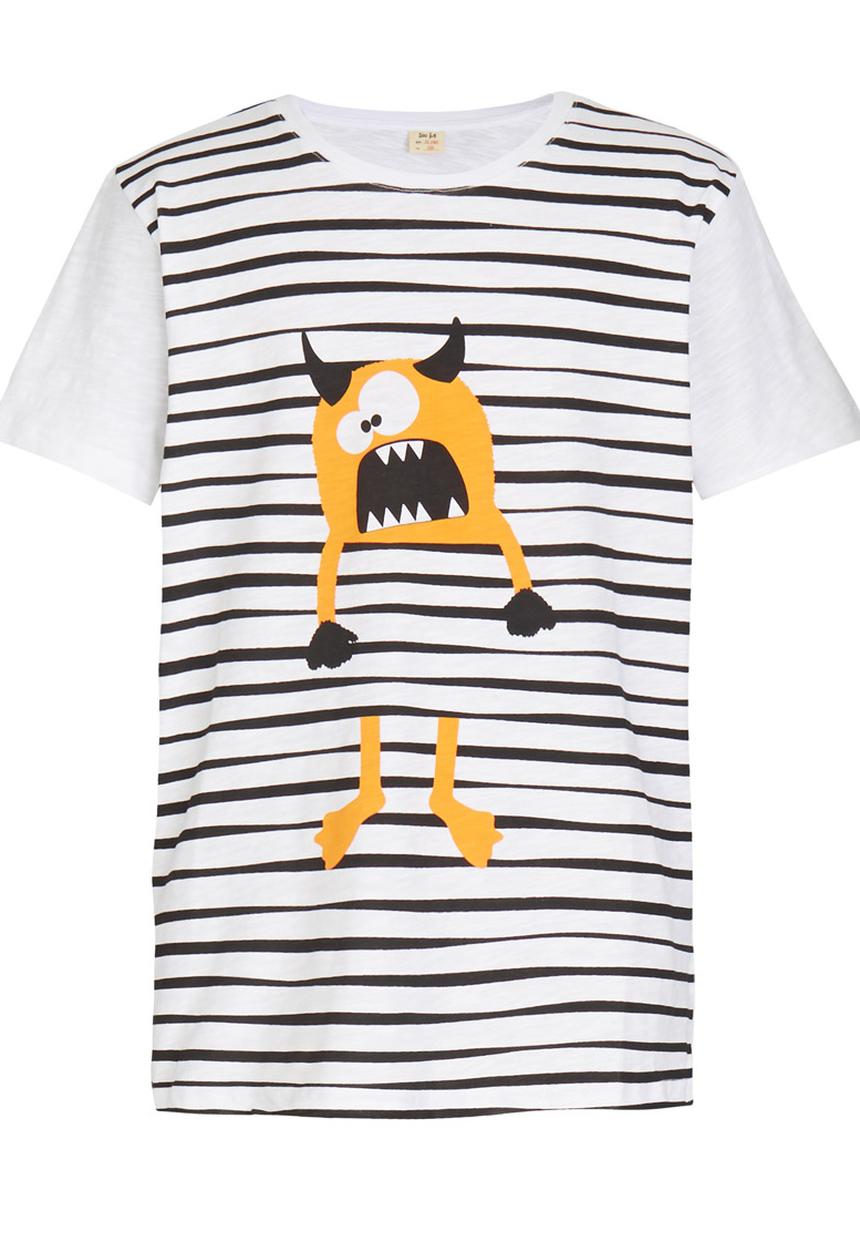 Soobe - Printed Stripe  Tee Black and White