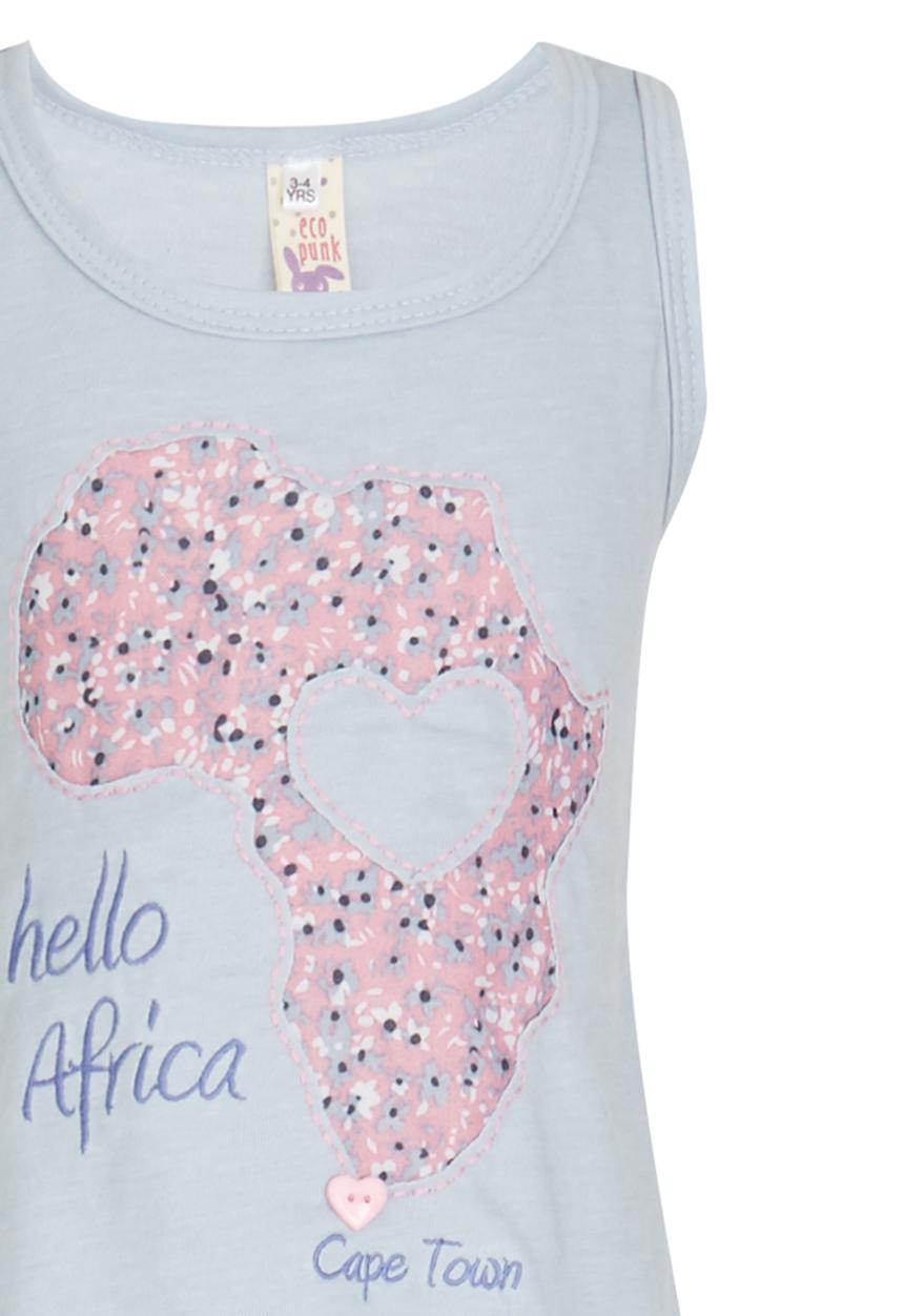 Eco Punk - Vest With African  Embroidery Blue