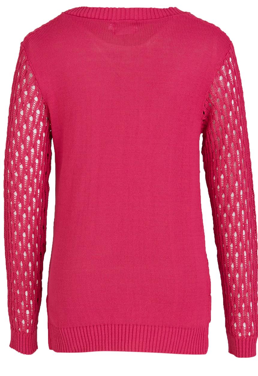 Rebel Republic - Lace Front Knit Cardigan Cerise Pink
