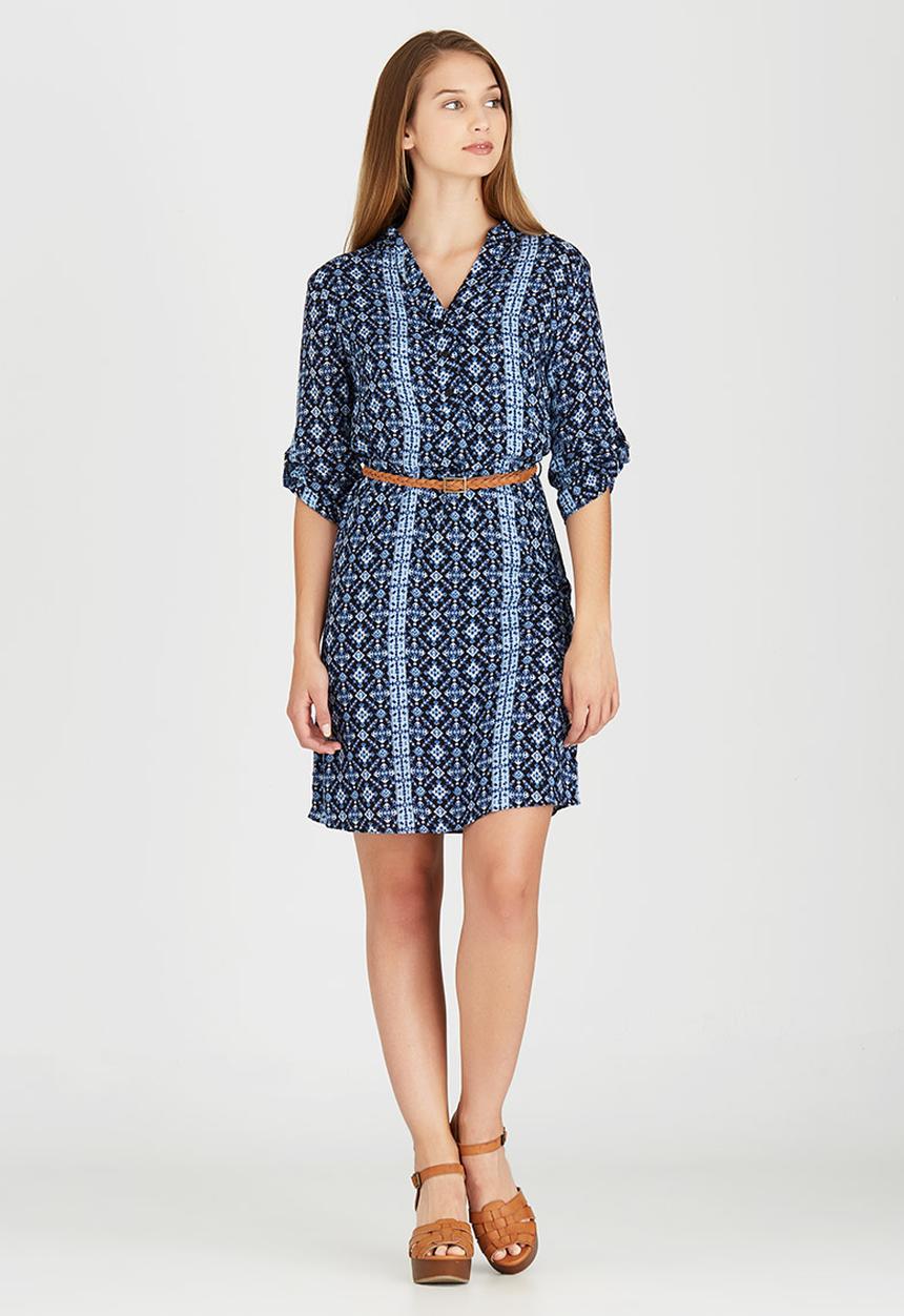 edit - Tunic with Roll-up Sleeve Detail Blue