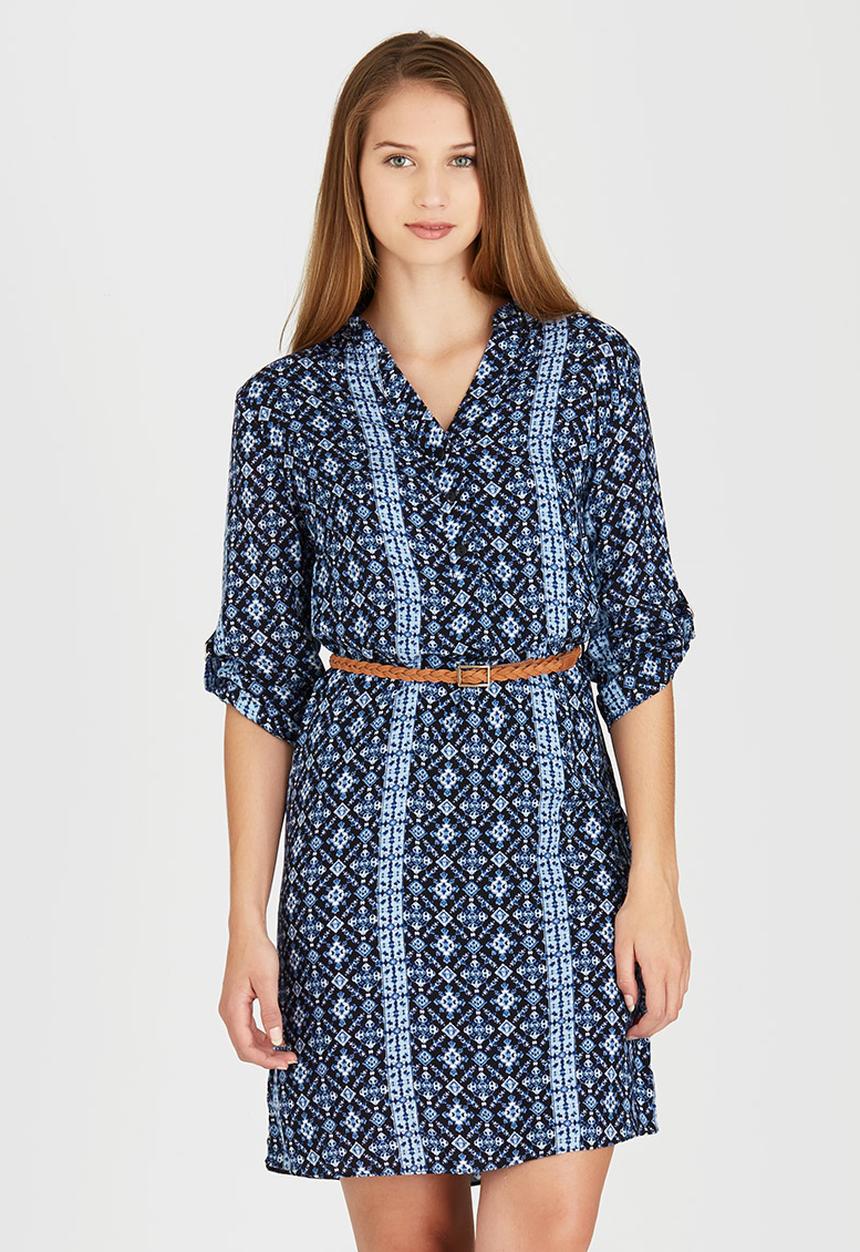 edit - Tunic with Roll-up Sleeve Detail Blue