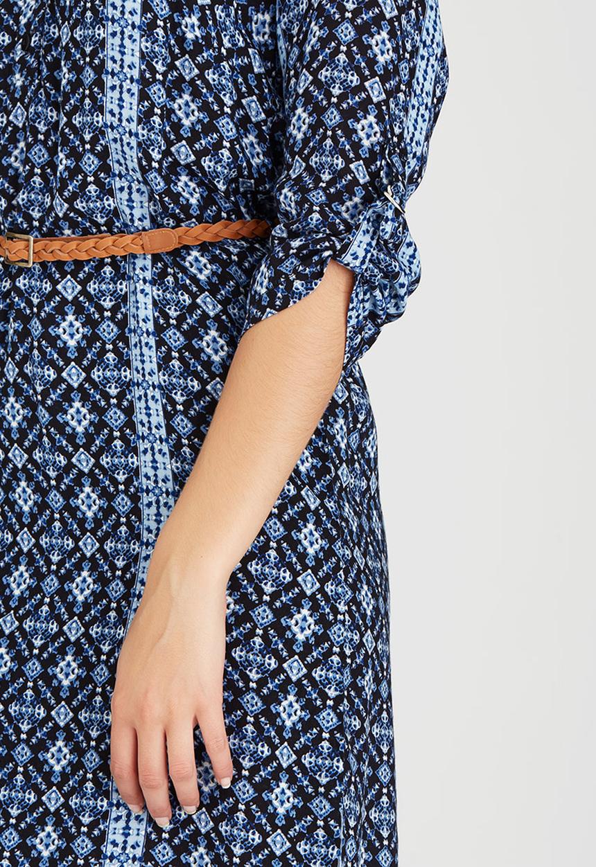 edit - Tunic with Roll-up Sleeve Detail Blue