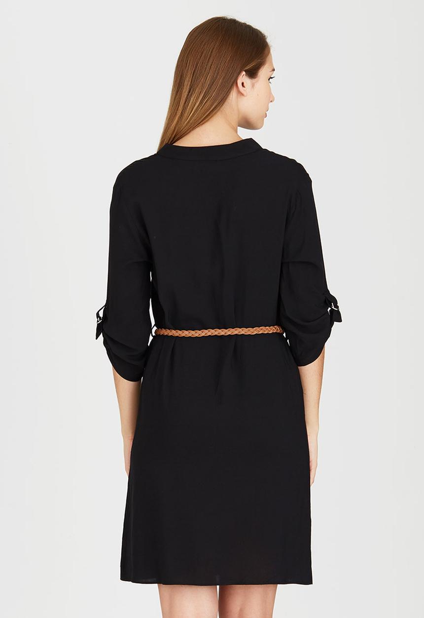 edit - Tunic with Roll-up Sleeve Detail Black