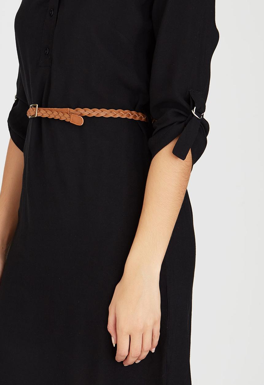edit - Tunic with Roll-up Sleeve Detail Black