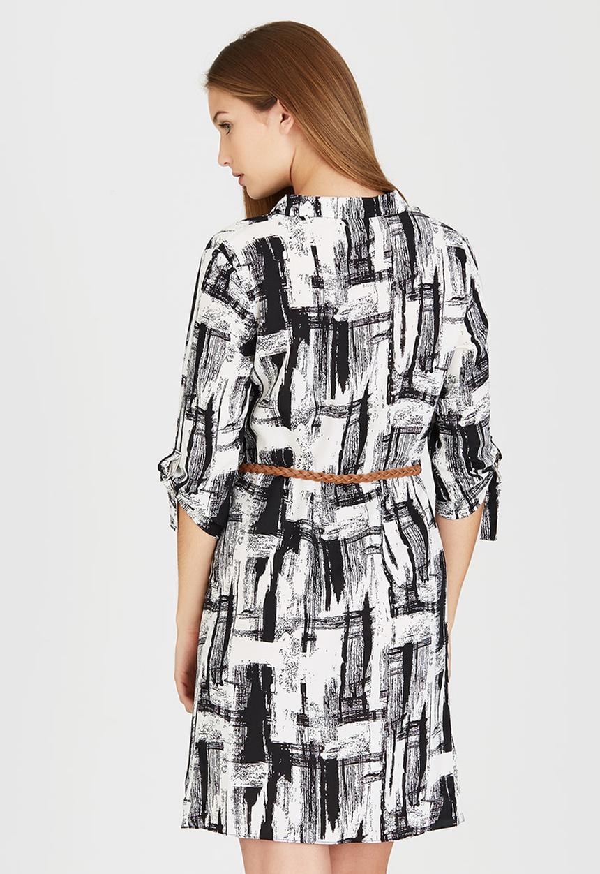 edit - Tunic with Roll-up Sleeve Detail Black and White