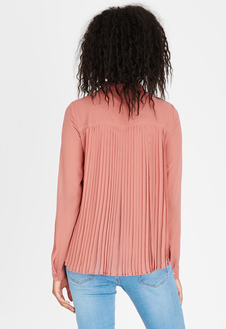 ONLY - Sybilla Long Sleeve Pleated Top Pale Pink