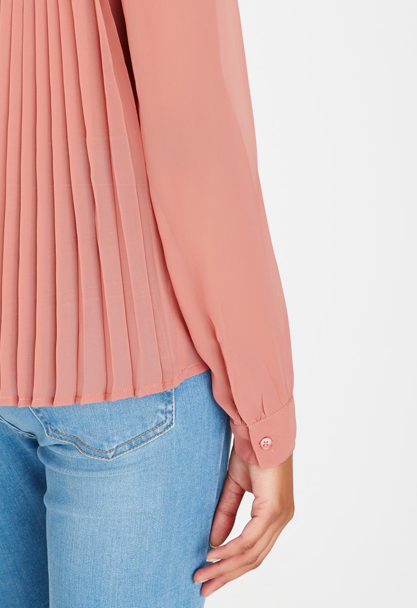 ONLY - Sybilla Long Sleeve Pleated Top Pale Pink