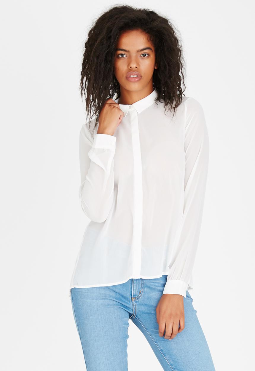 ONLY - Sybilla Long Sleeve Pleated Top White